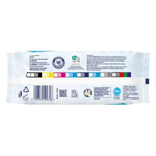 DODOT Aqua Toallitas húmedas para bebé, 99% agua 60 uds.