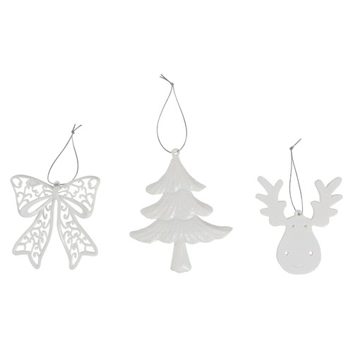 Colgante Blanco Brillante con forma de Pino/Ciervo/Arco modelos surtidos para decorar Árbol de Navidad, ACTUEL