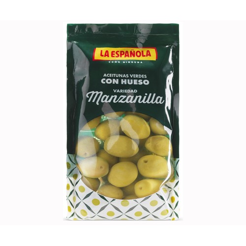 LA ESPAÑOLA Aceituna con hueso bolsa 100 g.