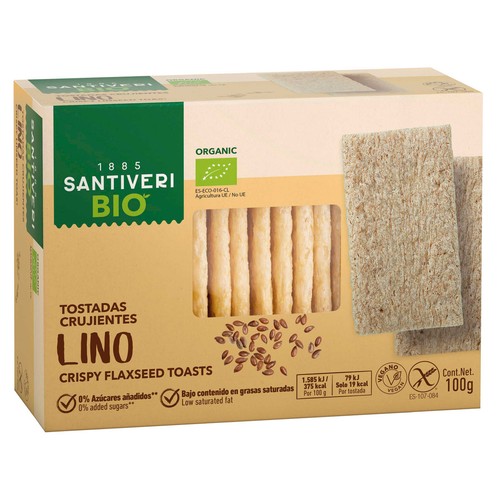 SANTIVERI Bio Tostadas ligeras de lino sin gluten 100 g.