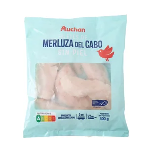 AUCHAN Filetes de merluza del cabo, ultracongelados y sin piel 400 g. Producto Alcampo