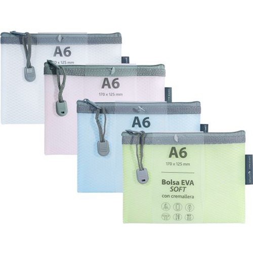Bolsa zipper A6 en colores mate surtidos GRAFOPLAS.