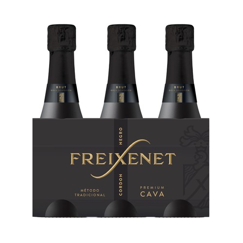 FREIXENET Cordón negro Cava premium brut gran selección con D.O. Cava benjamín 3 x 25 cl.