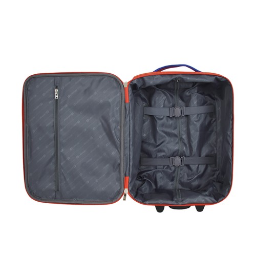 Maleta de cabina tipo trolley 33x45x18 cm, 4 ruedas, color rojo, ALCAMPO AIRPORT.