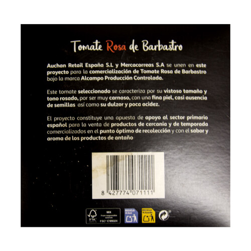 Tomate Rosa de Barbastro ALCAMPO PRODUCCIÓN CONTROLADA 700 g.