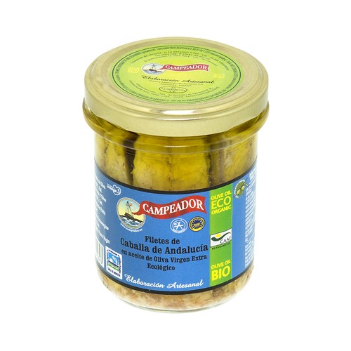 CAMPEADOR Caballa de Andalucìa, filetes en aceite de oliva virgen extra ecológica CAMPEADOR 135 g