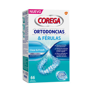 COREGA Pastillas limpiadoras de ortodoncias y férulas, de uso diario COREGA 66 uds.