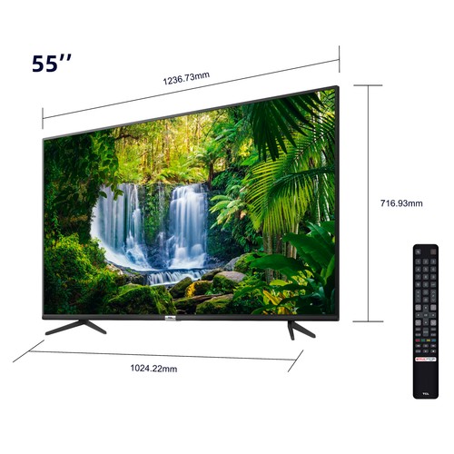 Televisión 139,7cm (55") LED TCL 55P615 4K, HDR, SMART TV, WIFI, BLUETOOTH, TDT T2, USB reproductor, 3HDMI, 60HZ.