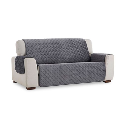Cubresofa acolchado de terciopelo, antideslizante, 2 plazas, color gris, BELMARTI.