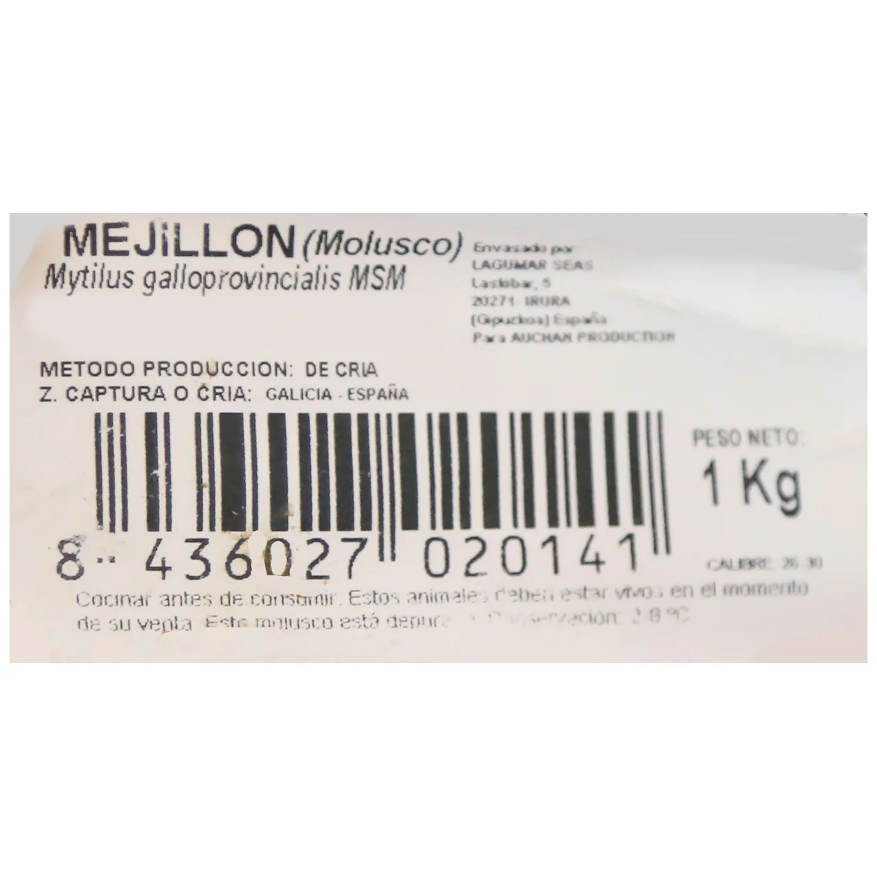 ALCAMPO CULTIVAMOS LO BUENO Mejillones 25/37  malla de 1 kg.