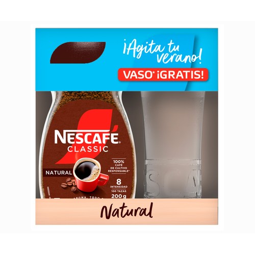 NESCAFE Café soluble natural + vaso 200 g.