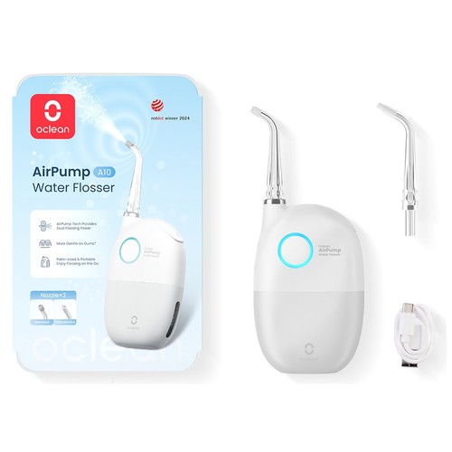 Irrigador dental portátil OCLEAN AirPump A10, color blanco, 3 programas.