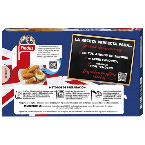 FINDUS Fish & chips Palitos de pescado (pesca sostenible cetificada, MSC) con rebozado de cornflakes 256 g.
