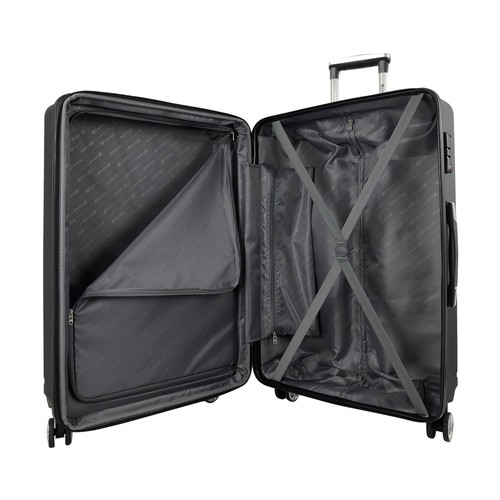 Maleta de cabina con cierre de código de 55 cm, color negro, 8 ruedas, AIRPORT ALCAMPO.