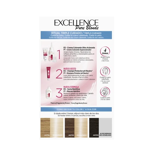 L´ORÉAL PARIS Excellence pure blonde Ultra aclarante tono 03 Rubio ultra claro ceniza.