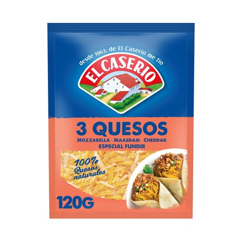 EL CASERÍO Queso rallado 3 quesos 100 % natural EL CASERIO 120 g.
