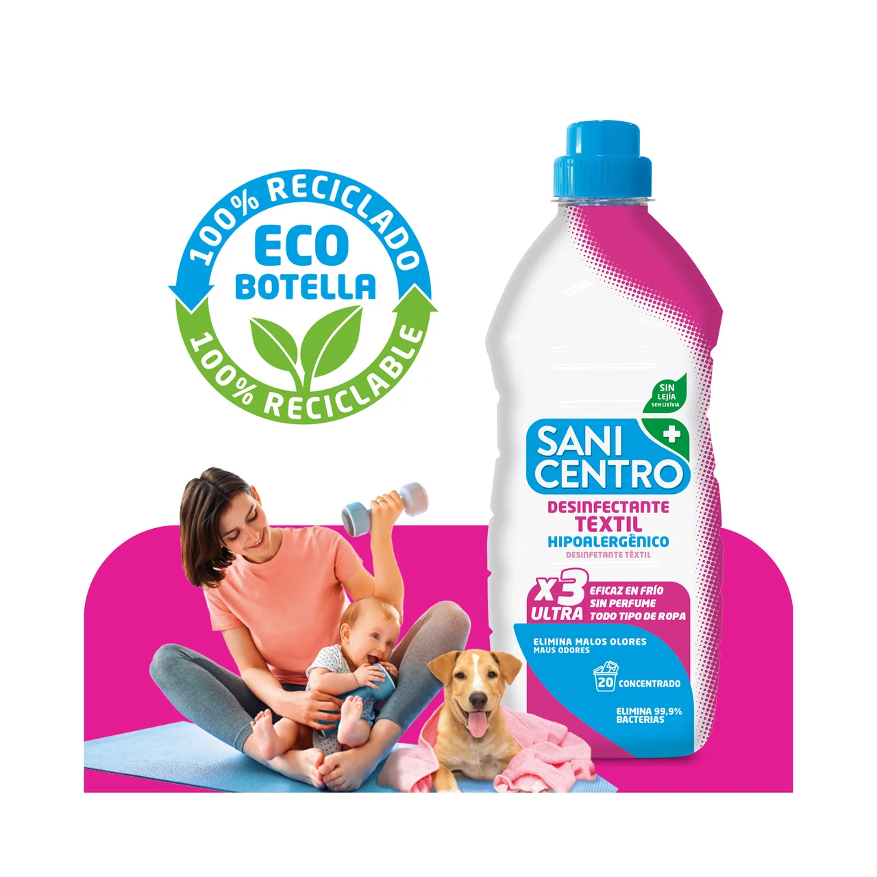 Desinfectante textil hipoalergénico sin lejia, que ayuda a eliminar los malos olores 1 l.