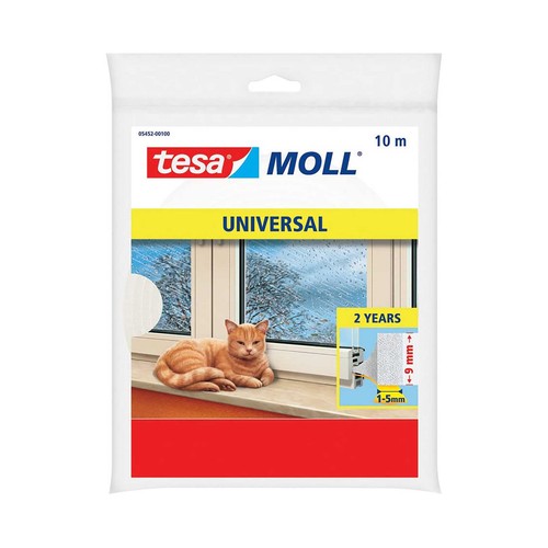 Burlete aislante de espuma universal, 10 m x 9 mm,  color blanco, TESA TesaMoll.