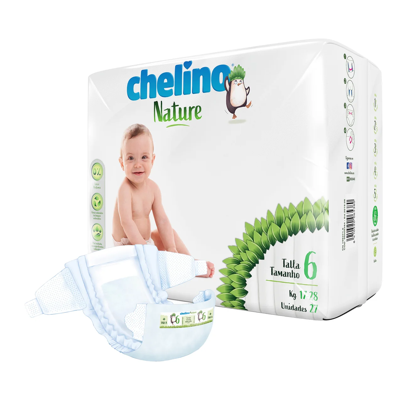 CHELINO Nature Pañales talla 6 (17-28 kg) 27 uds.