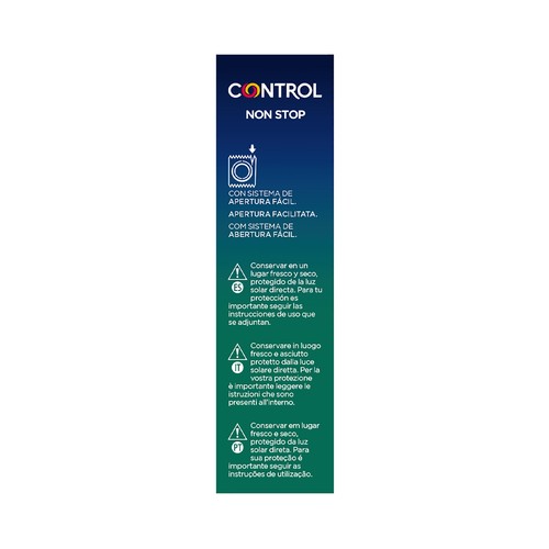 CONTROL Non stop  Preservativos lubricados con puntos y estrías y efecto retardante 12 uds.