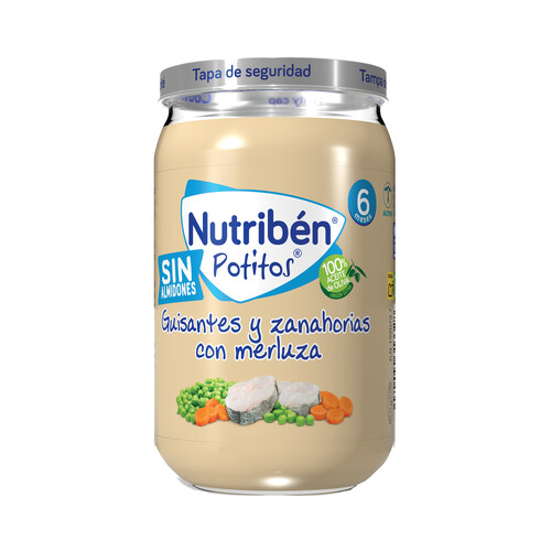 NUTRIBÉN Potitos® de guisantes y zanahorias con merluza a partir de 6 meses 235 g.