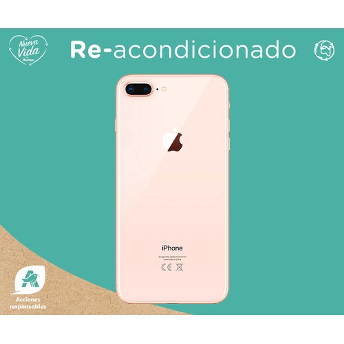 Smartphone 13.97cm (5,5") iPhone 8 Plus oro (REACONDICIONADO), Chip A11 Bionic, 64GB, 12Mpx, vídeo en 4K, iOS 11.