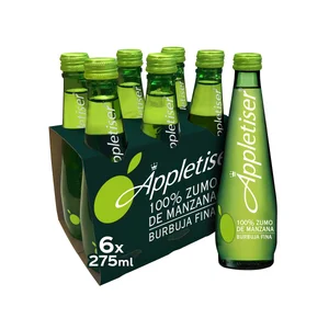 APPLETISER Bebida con gas de zumo de manzana pack 6 botella de vidrio x 275 ml.