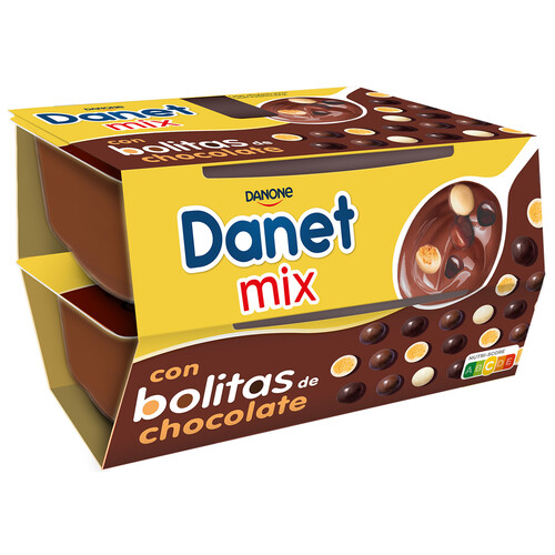 DANET Natillas de chocolate con mini bolitas de chocolate crujiente DANTE Mix 2 x 117 g.