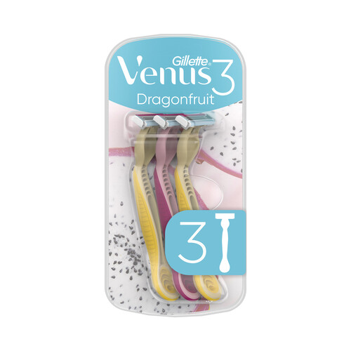 Maquinillas desechables de depilación para mujer con cabezal de 3 hojas GILLETTE Venus 3 dragonfruit 3 uds.
