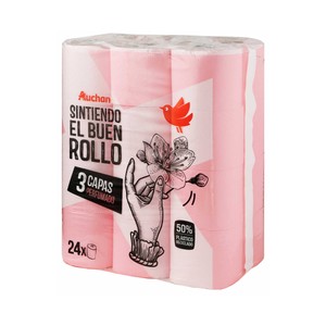 PRODUCTO ALCAMPO Papel higiénico perfumado 3 capas 24 rollos.