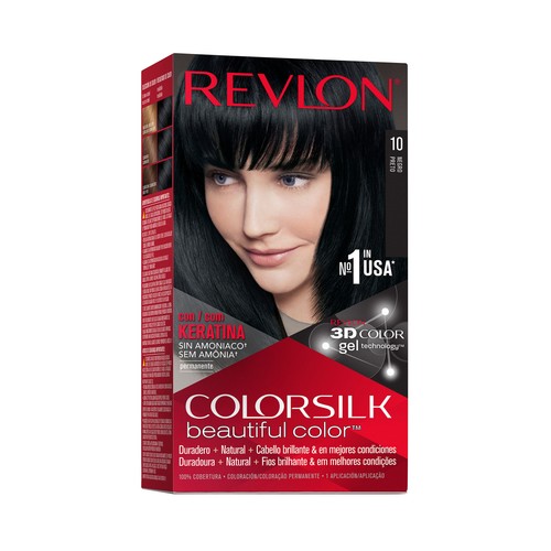 REVLON Colorsilk tono 10 Negro Coloración permanente sin amoniaco y con keratina.