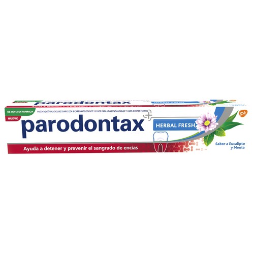 Pasta de dientes con flúor que ayuda a detener el sangrado de las encías PARODONTAX Herbal fresh 75 ml.
