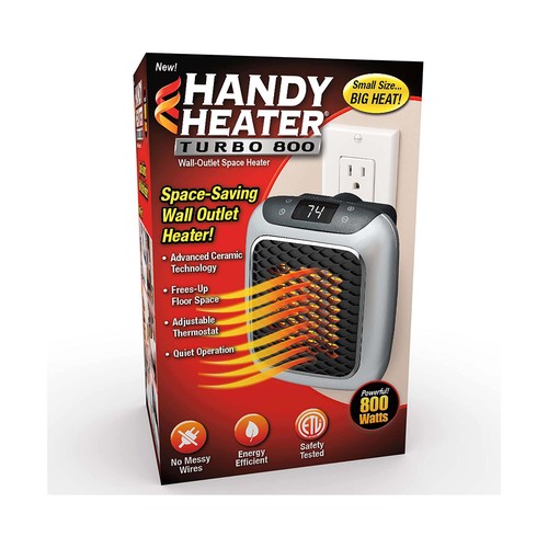 Calefactor de pared portátil HANDY HEATER Turbo 800, 800W, termostato, temporizador.