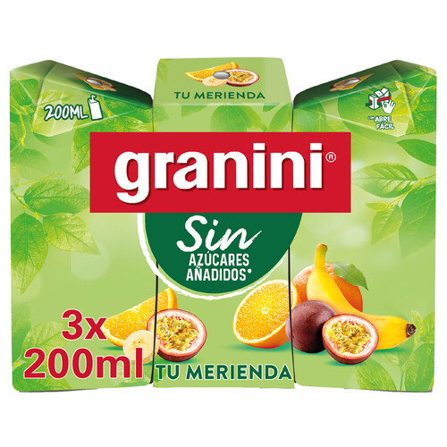 Zumo multifrutas sin azúcares añadidos GRANINI 3x200 ml.