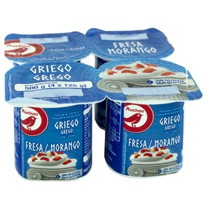 Imagen de AUCHAN Yogur al estilo griego con pulpa de fresa 4 x 125 g. Producto Alcampo