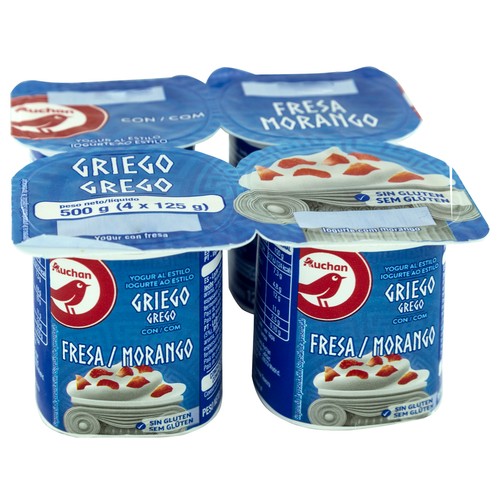 Yogur al estilo griego con pulpa de fresa PRODUCTO ALCAMPO 4 x 125 g.