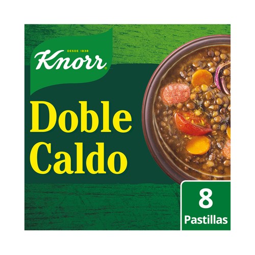 KNORR Pastillas de caldo sabor carne con toque aceite oliva 8 uds. 80 g.