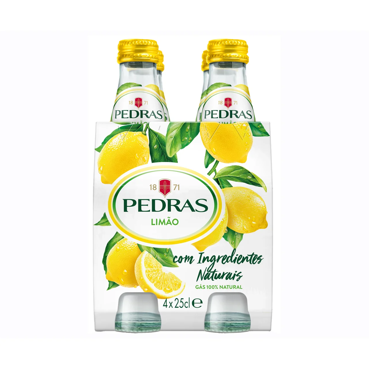 Agua mineral con gas sabor limón pack de 4 uds. de botellas de 25 cl.