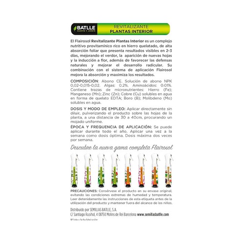 Revitalizante plantas verdes flairosol pulverizador 300 ml, BATLLE.