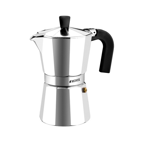 Cafetera italiana Vitro 1 taza de aluminio con recubrimiento interior antiadherente MONIX.