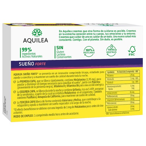 AQUILEA Complemento alimenticio para la mejora del descanso nocturno AQUILEA Sueño forte 30 uds.