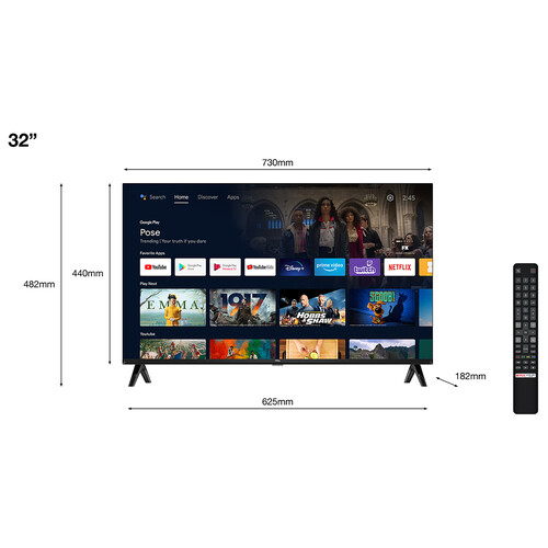 TV D-LED 81,2cm (32") TCL 32S5400A, HD Ready, Smart TV Android, TDT T2, WiFI, USB, 2xHDMI.