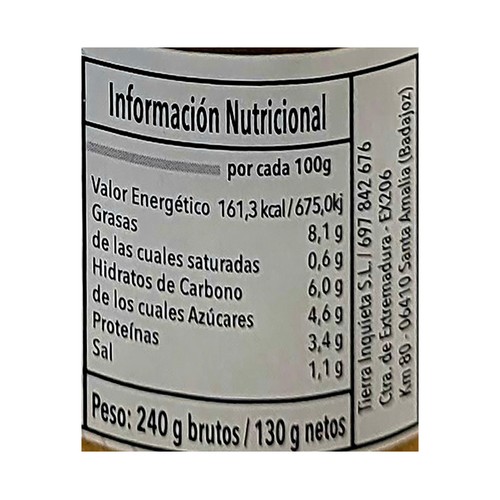 TIERRA INQUIETA Hummus rojo de garbanzos ecológicos con AOVE 130 g.