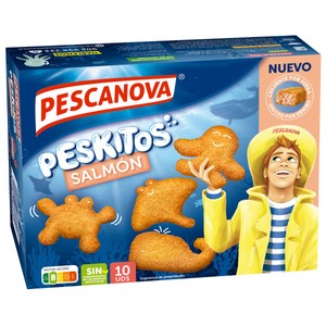 Imagen de PESCANOVA Peskitos Salmón rebozado y ultracongelado con formas de peces 400 g.