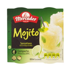 MERCADER Granizado de mojito con un toque de ron y sin gluten MERCADER 4 x 200 ml.