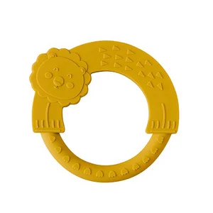 Mordedor de silicona para bebés, color mostaza, con forma de león, MINDOO.