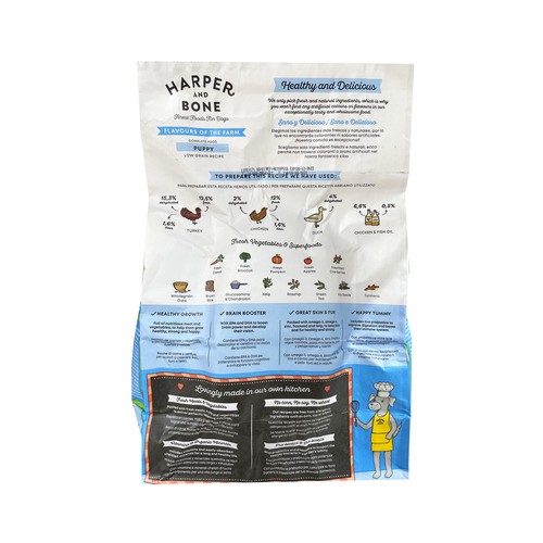 HARPER&BONE Pienso para perros cachorros Granja Recetas 1,5 kg.