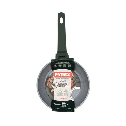 Sartén 20cm. de aluminio forjado con interior antiadherente, apta para inducción, PYREX GEOH.