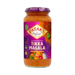 PATAK"S Salsa de tomate con notas de cilantro y comino, Tikka Masala 450 g.