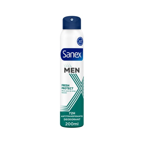 SANEX Men fresh protect Desodorante en spray para hombre antitranspirante hasta 72 horas 200 ml.
